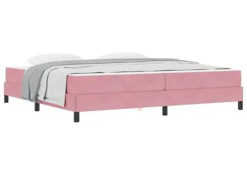 Pat boxspring cu saltea Roz 200 x 210 cm Catifea - 3/5