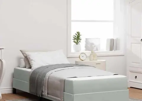 Pat boxspring cu saltea Gri deschis 80 x 220 cm Catifea - 1/5