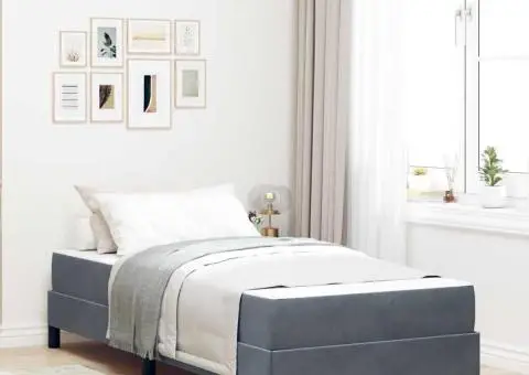 Pat boxspring cu saltea Gri închis 80 x 220 cm Catifea - 1/5