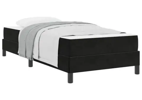 Pat boxspring cu saltea Negru 80 x 220 cm Catifea - 3/5