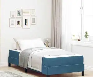 vidaXL Pat boxspring cu saltea Albastru închis 80 x 220 cm Catifea