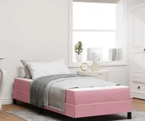 vidaXL Pat boxspring cu saltea Roz 100 x 220 cm Catifea