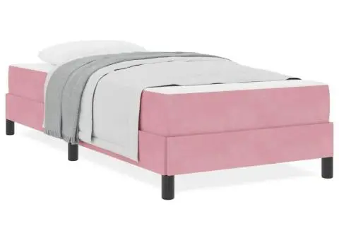 Pat boxspring cu saltea Roz 100 x 220 cm Catifea - 4/5