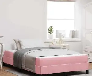vidaXL Pat boxspring cu saltea Roz 120 x 220 cm Catifea