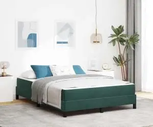 vidaXL Pat boxspring cu saltea Verde închis 140 x 220 cm Catifea
