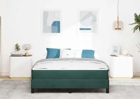 Pat boxspring cu saltea Verde închis 140 x 220 cm Catifea - 5/5