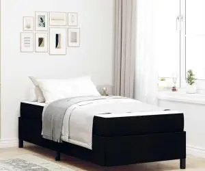vidaXL Pat cu arcuri Negru, Negru 90 x 200 cm
