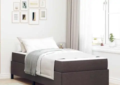 Pat cu arcuri Maro 100 x 200 cm Țesătură, Lemn Ingineresc - 1/5