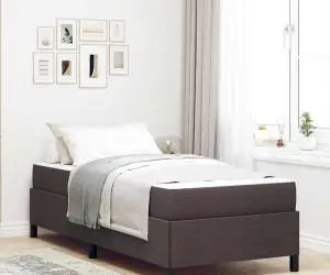 vidaXL Pat cu arcuri Maro 100 x 200 cm Țesătură, Lemn Ingineresc