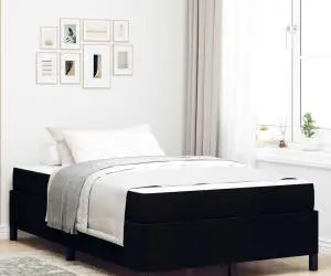 vidaXL Pat cu arcuri Negru, Negru 120 x 190 cm