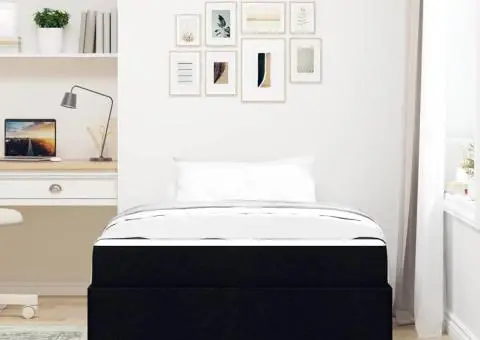 Pat cu arcuri Negru, Negru 120 x 190 cm - 5/5