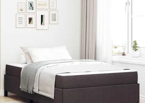 Pat cu arcuri Maro 120 x 190 cm Țesătură, Lemn Ingineresc - 1/5