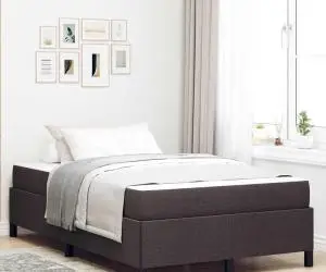 vidaXL Pat cu arcuri Maro 120 x 200 cm Țesătură, Lemn Ingineresc