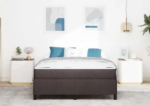 Pat cu arcuri Maro 140 x 190 cm Țesătură, Lemn Ingineresc - 5/5