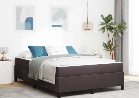 Pat cu arcuri Maro 140 x 200 cm Țesătură, Lemn Ingineresc - 1/5