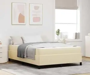 vidaXL Pat cu arcuri Crema, Negru 160 x 200 cm