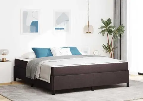 Pat cu arcuri Maro 180 x 200 cm Țesătură, Lemn Ingineresc - 1/5