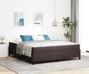 vidaXL Pat cu arcuri Maro 180 x 200 cm Țesătură, Lemn Ingineresc