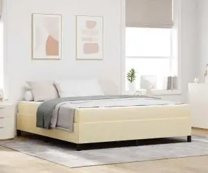 vidaXL Pat cu arcuri Crema, Negru 180 x 200 cm