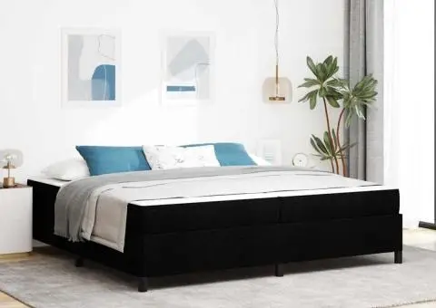 Pat cu arcuri Negru, Negru 200 x 200 cm - 1/5