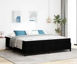 vidaXL Pat cu arcuri Negru, Negru 200 x 200 cm