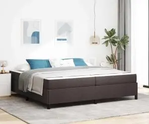 vidaXL Pat cu arcuri Maro 200 x 200 cm Țesătură, Lemn Ingineresc