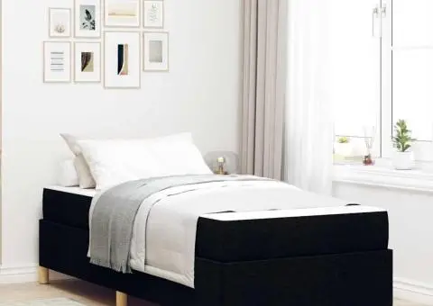 Pat cu arcuri Altele Negru și Maro și Alb 80 x 200 cm țesătură - 1/5