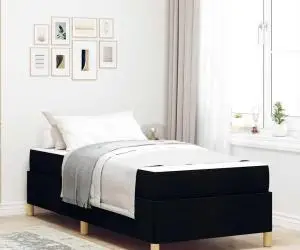 vidaXL Pat cu arcuri Altele Negru și Maro și Alb 80 x 200 cm țesătură