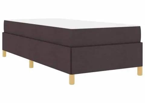 Pat cu arcuri Maro și Alb și Maro închis 80 x 200 cm țesătură - 2/5