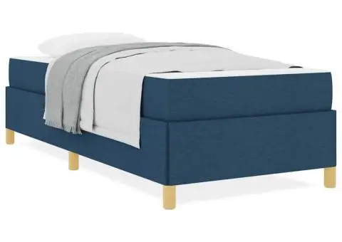 Pat cu arcuri Albastru și Maro și Alb 80 x 200 cm țesătură - 4/5