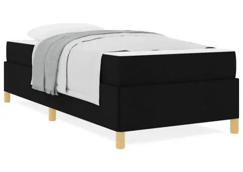 Pat cu arcuri Altele Negru și Alb 90 x 190 cm țesătură - 4/5