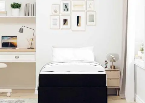 Pat cu arcuri Altele Negru și Alb 90 x 190 cm țesătură - 5/5