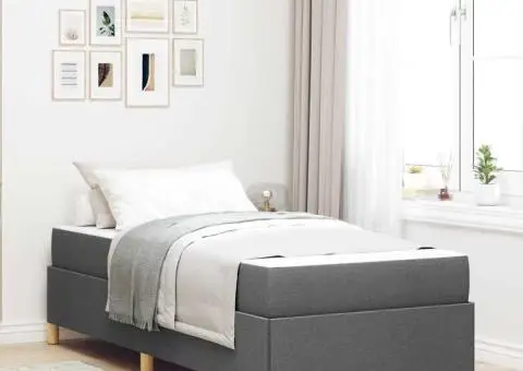 Pat cu arcuri Gri închis și Alb și Gri închis 90 x 200 cm - 1/5