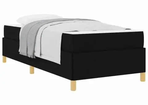 Pat cu arcuri Altele Negru și Alb 90 x 200 cm țesătură - 3/5