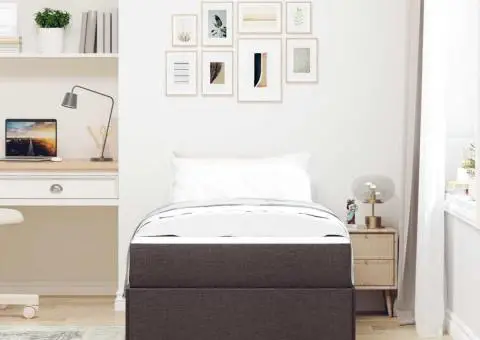 Pat cu arcuri Altele Maro închis și Alb 90 x 200 cm țesătură - 5/5