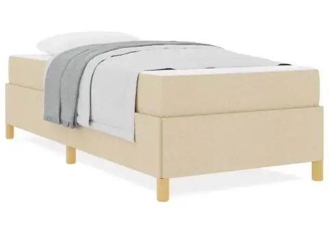 Pat cu arcuri Altele Negru și Maro și Alb 90 x 200 cm țesătură - 4/5