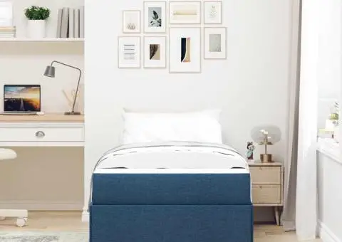 Pat cu arcuri Altele Albastru și Alb 90 x 200 cm țesătură - 5/5