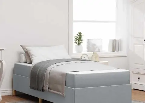 Pat cu arcuri Altele Gri deschis și alb 100 x 200 cm țesătură - 1/5