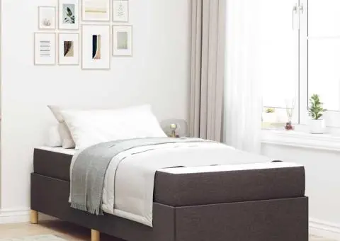 Pat cu arcuri Altele Maro închis și Alb 100 x 200 cm țesătură - 1/5