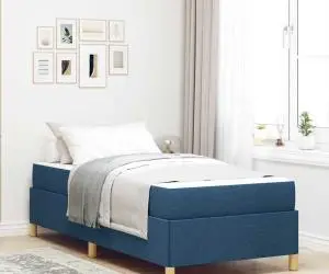 vidaXL Pat cu arcuri Altele Albastru și Alb 100 x 200 cm Spumă