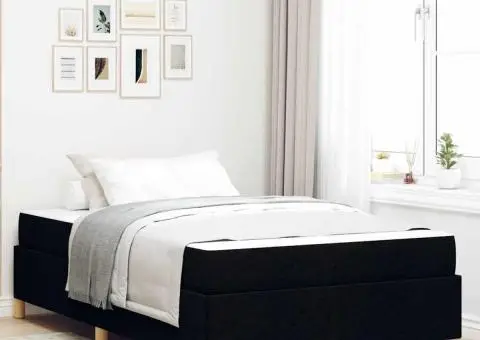 Pat cu arcuri Negru și Alb și Negru 120 x 190 cm țesătură - 1/5