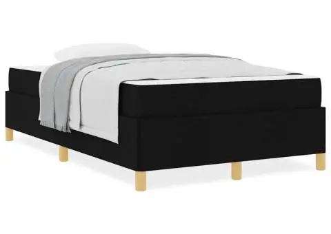 Pat cu arcuri Negru și Alb și Negru 120 x 190 cm țesătură - 4/5