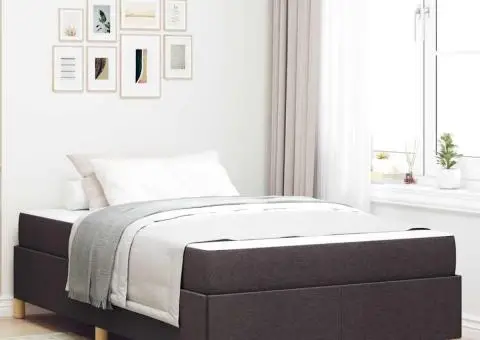 Pat cu arcuri Altele Maro închis și Alb 120 x 190 cm țesătură - 1/5