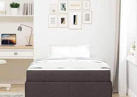 Pat cu arcuri Altele Maro închis și Alb 120 x 190 cm țesătură - 5/5