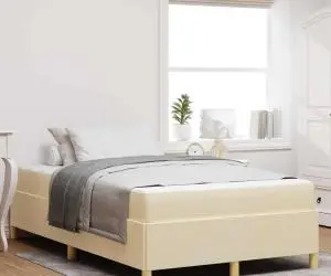 vidaXL Pat cu arcuri Altele Alb și crem 120 x 190 cm Poliester