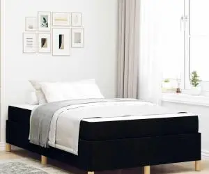 vidaXL Pat cu arcuri Negru și Alb și Negru 120 x 200 cm țesătură