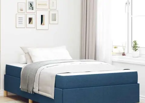 Pat cu arcuri Altele Albastru și Alb 120 x 200 cm țesătură - 1/5