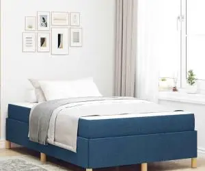 vidaXL Pat cu arcuri Altele Albastru și Alb 120 x 200 cm țesătură