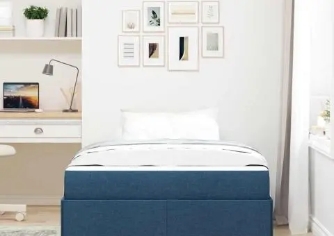 Pat cu arcuri Altele Albastru și Alb 120 x 200 cm țesătură - 5/5