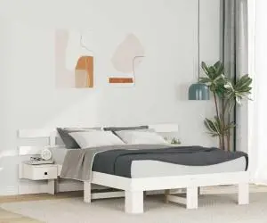 vidaXL Cadru de pat cu sertar Alb 135 x 190 cm